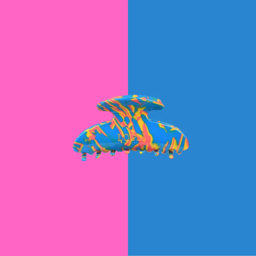 Colorful abstract design on a pink and blue background