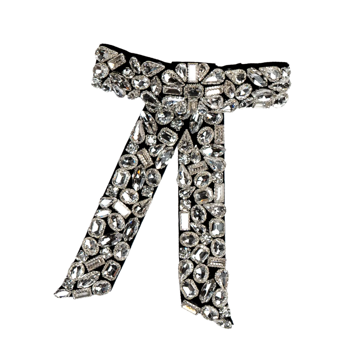 Decorative bow with rhinestones on a white background