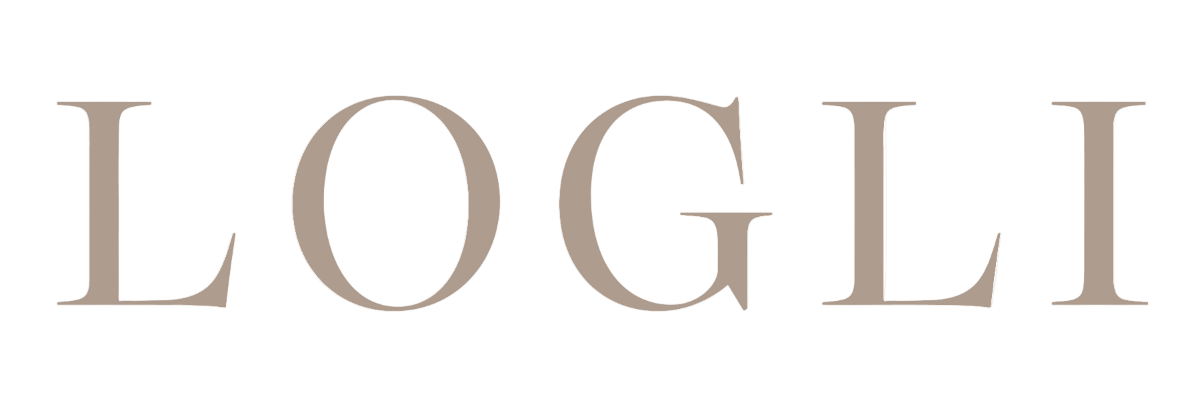 LOGLI logo in beige on a white background