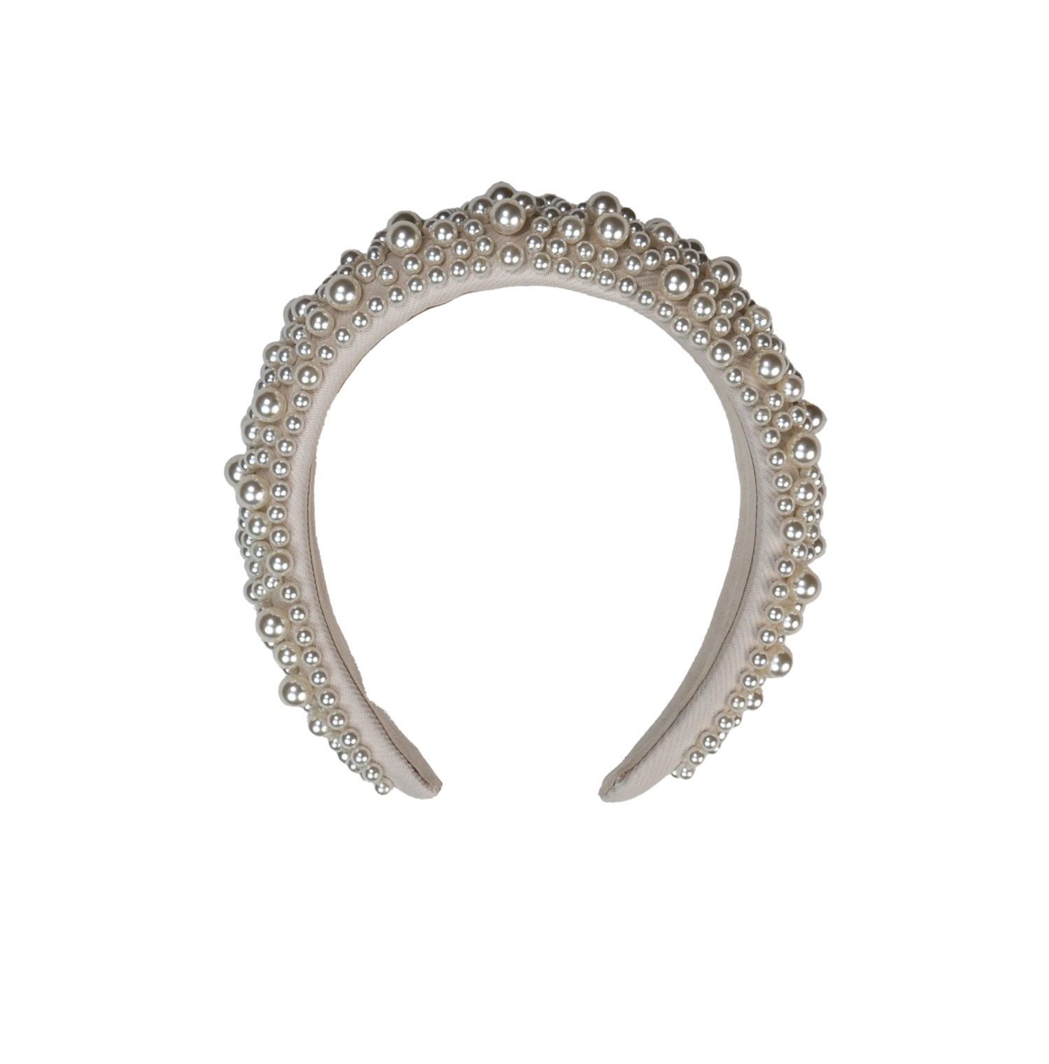 Pearl embellished headband on a white background